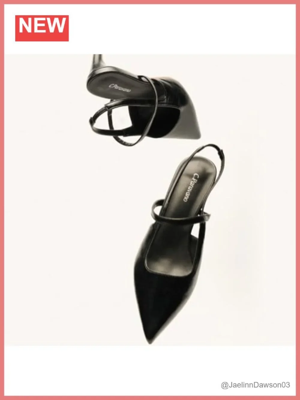 Pointed Toe Kitten Heel Slingback Pumps Low Heel 2.56